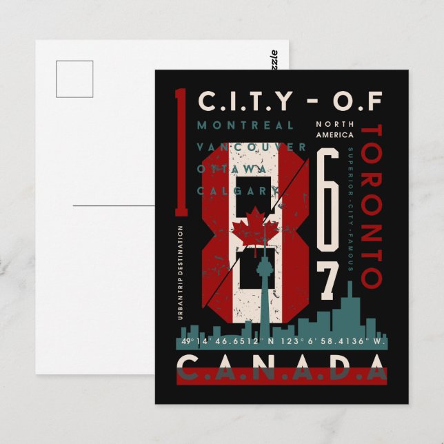 Postal Orgullo Canadiense: Coordinación de la ciudad y le (Anverso / Reverso)