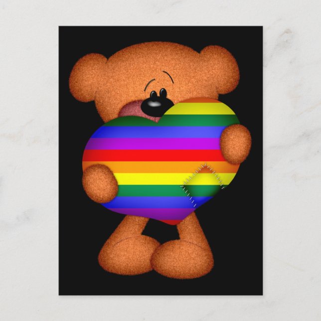 Postal Orgullo Corazón Teddy Oso (Anverso)