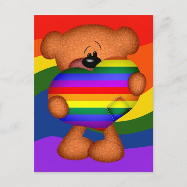 Postal Orgullo Corazón Teddy Oso (Anverso)