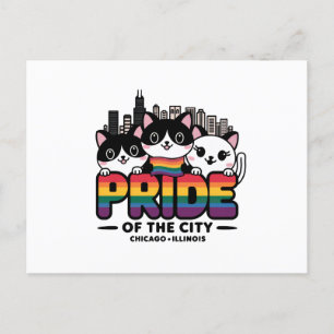 Postal Orgullo de Chicago City Illinois Bandera Arcoiris