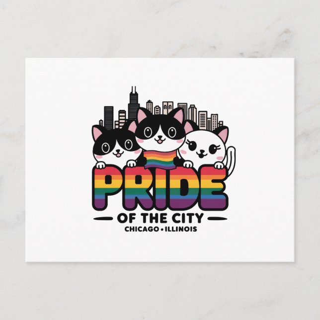 Postal Orgullo de Chicago City Illinois Bandera Arcoiris  (Anverso)