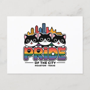 Postal Orgullo de Houston City Texas Bandera arcoiris de