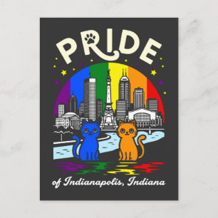 Postal Orgullo de Indianapolis Ciudad Gatos Arcoíris de I