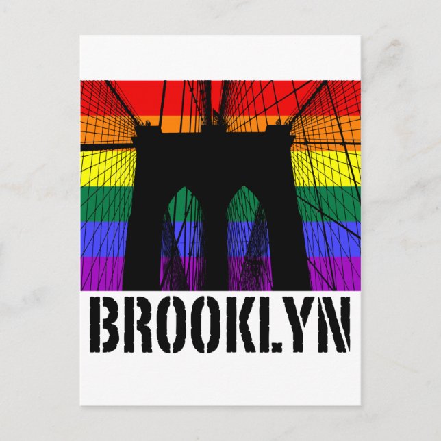 Postal Orgullo de la silueta del puente de Brooklyn 2 (Anverso)