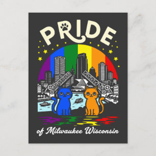 Postal Orgullo de Milwaukee Ciudad Wisconsin Gatos Arcoír