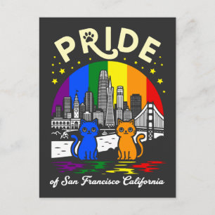 Postal Orgullo de San Francisco Ciudad California Gatos A