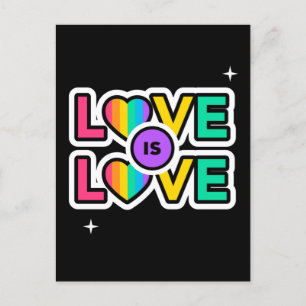 Postal Orgullo. El amor es el amor. Colores del arcoiris 