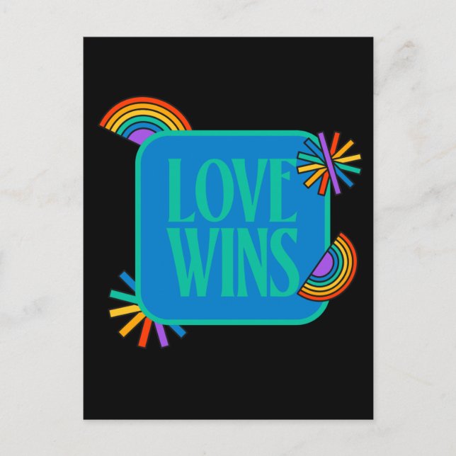Postal Orgullo- el amor gana. Gay rainbow lgbtq (Anverso)