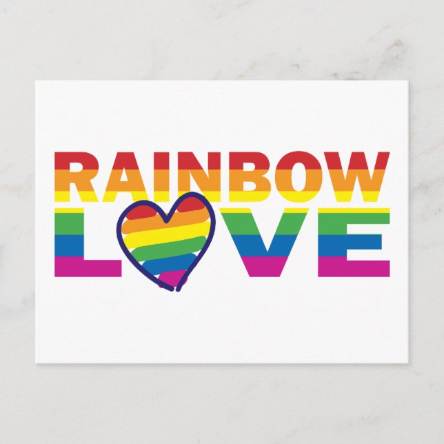Postal Orgullo gay Arcoiris Corazón de amor (Anverso)