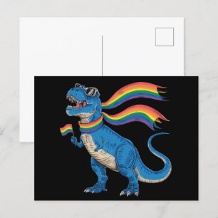 Postal Orgullo Gay Dino Trex Bandera Arcoiris Lgbt Ally