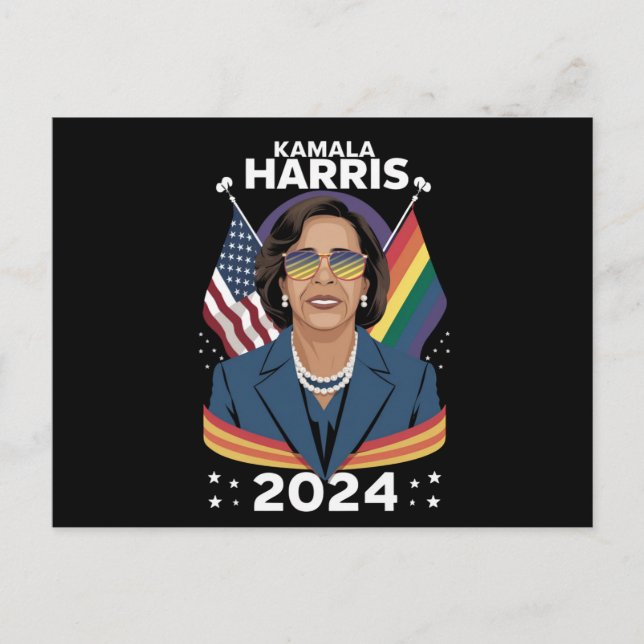 Postal Orgullo gay Kamala Harris 2024 vicepresidente LGBT (Anverso)