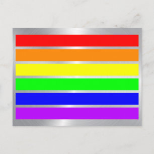 Postal Orgullo gay LGBT: Bandera arcoíris brillantes plat