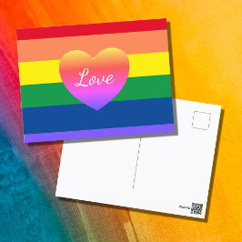 Postal Orgullo gay LGBTQ Corazón colorido arcoiris