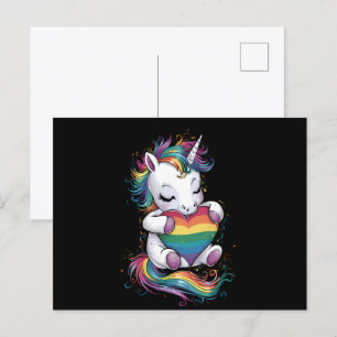 Postal Orgullo Gay Unicornio Bandera Arcoiris Lgbt