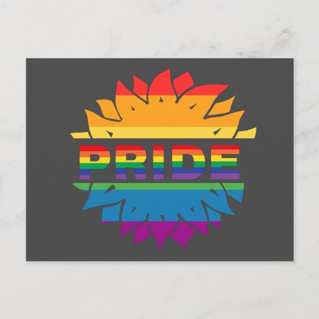 Postal Orgullo gays lgbtq queer girasol arco iris (Anverso)