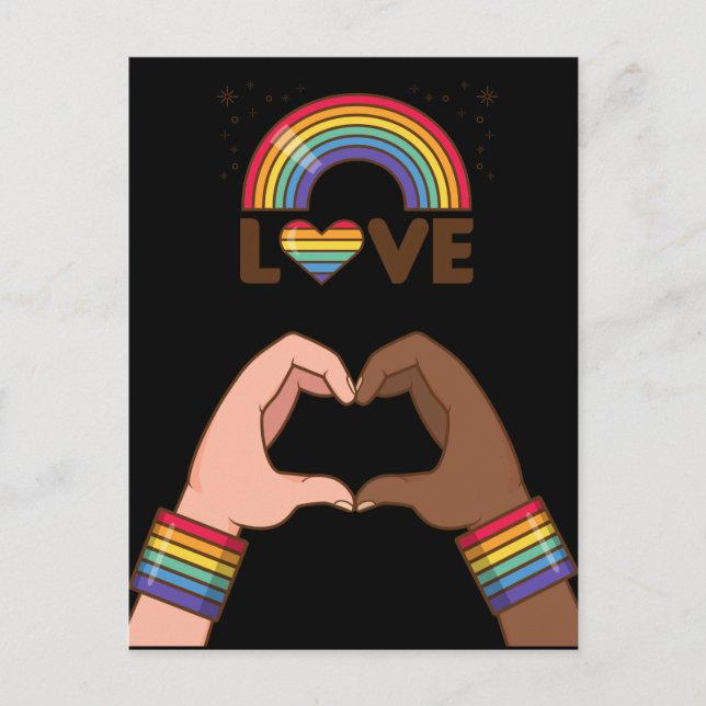 Postal Orgullo LGBT+. Amor arcoíris. Corazón.     (Anverso)