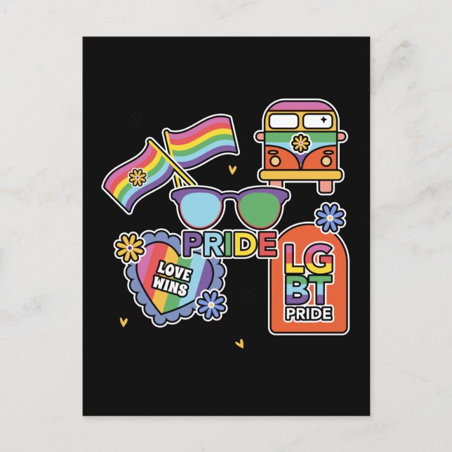Postal Orgullo LGBT+. amor. bandera del arcoíris (Anverso)