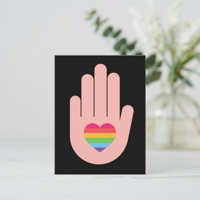 Postal Orgullo lgbtq amor queer. color arcoiris (Anverso de pie)