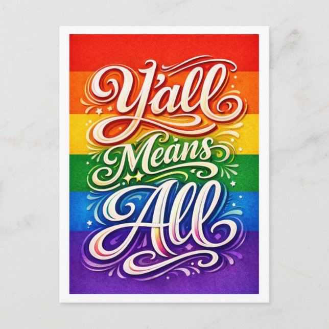 Postal Orgullo LGBTQ+ Y'all Means All (Anverso)