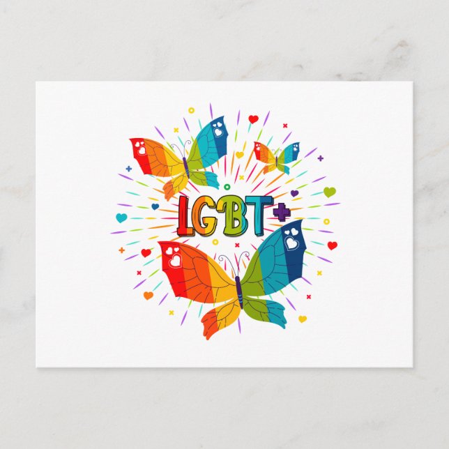 Postal Orgullo mariposa amor amor conciencia LGBT (Anverso)