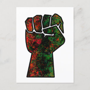 Postal orgullo negro bandera panafricana roja verde puño 