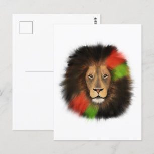 Postal orgullo negro león rojo verde unidad selva gato re
