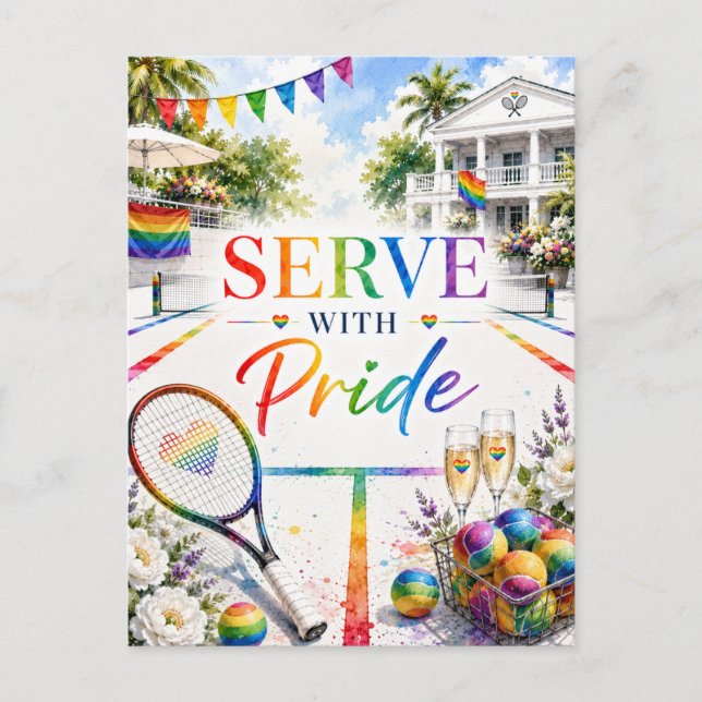Postal Orgullo Sirve con Orgullo Tenis Arcoíris (Anverso)