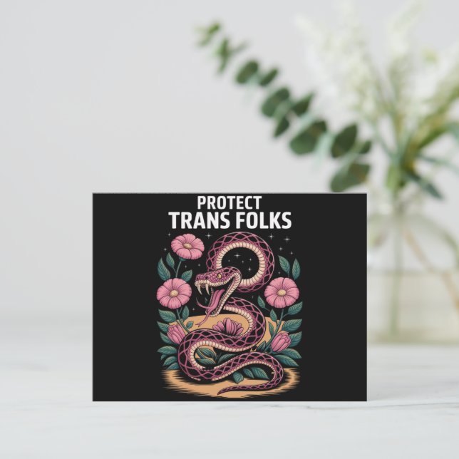 Postal Orgullo Trans Retro Derecho Trans Proteger a la Ge (Anverso de pie)
