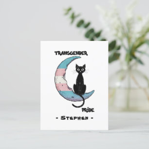 Postal Orgullo transgénero - Gato negro en la luna transv