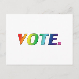 Postal Orgullo "Vote" lgbtq, colores arcoiris lgbt, blanc