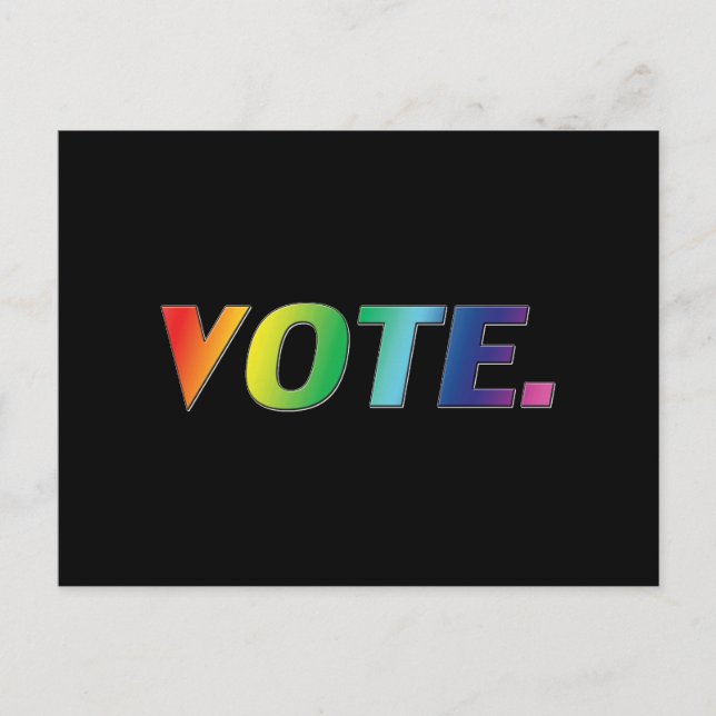 Postal Orgullo "Vote" lgbtq, colores arcoiris lgbt, negro (Anverso)