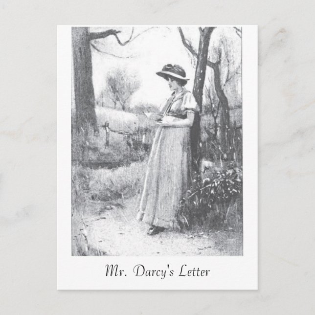 Postal Orgullo y perjuicio:  Letter de Sr. Darcy (Anverso)