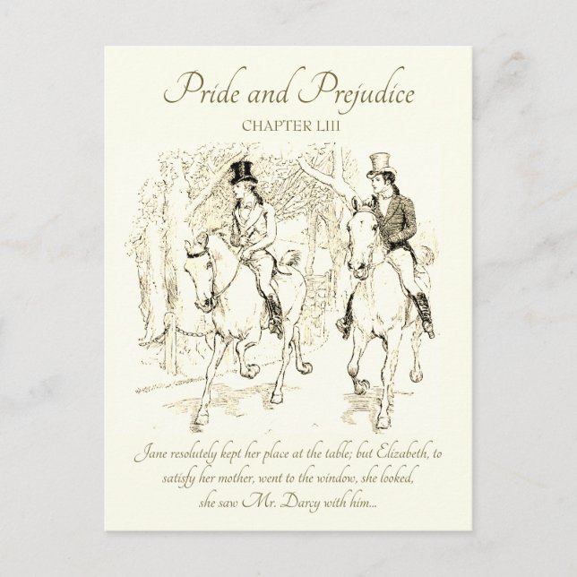 Postal Orgullo y prejuicio Darcy Bingley Ride Horses (Anverso)