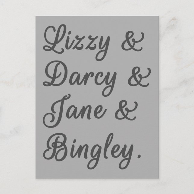 Postal Orgullo y prejuicio Parejas I (Anverso)