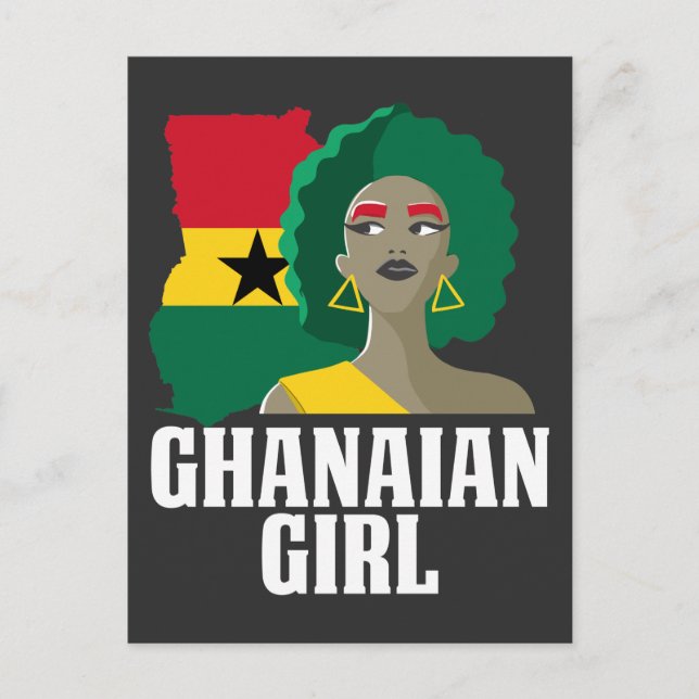 Postal Orgullosa bandera Chica de Ghana en África Occiden (Anverso)