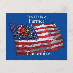 Postal Orgullosa bandera de granjero patriótico Thunder_C