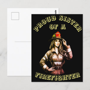 Postal Orgullosa Hermana De FireFighter