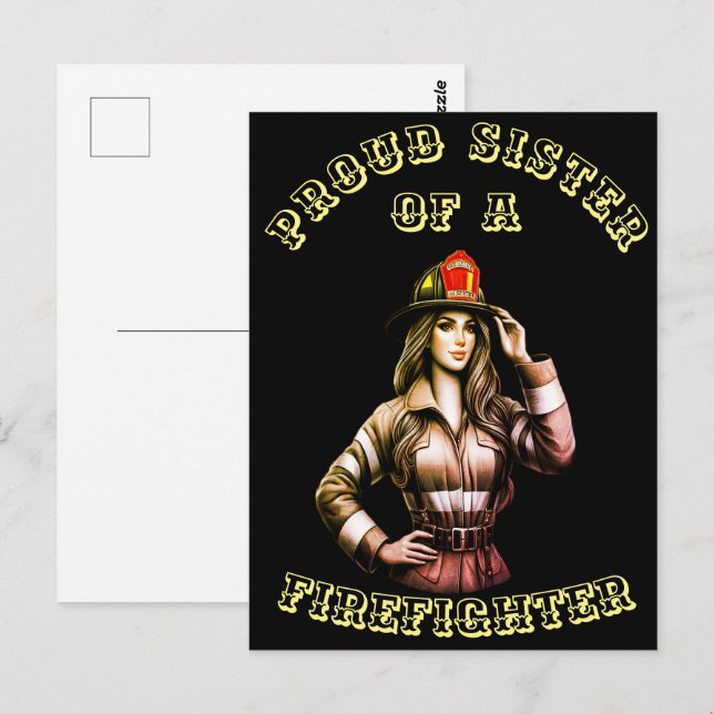 Postal Orgullosa Hermana De FireFighter (Anverso / Reverso)