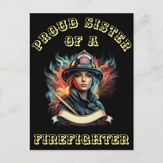 Postal Orgullosa Hermana De La imaginación De FireFighter (Anverso)