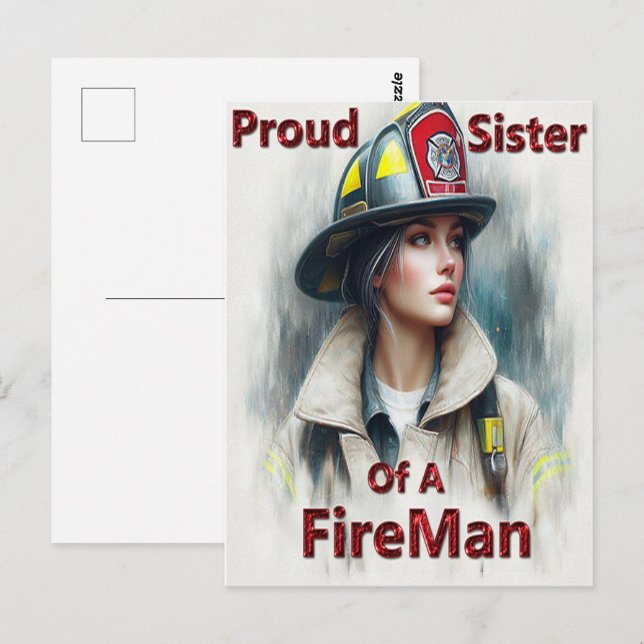 Postal Orgullosa Hermana De La Indecisión De FireFighter (Anverso / Reverso)