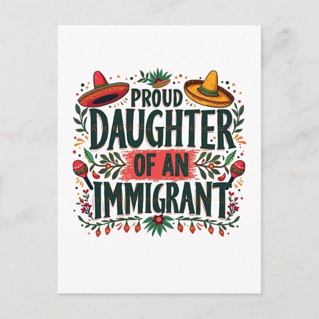 Postal Orgullosa hija de un inmigrante mexicano (Anverso)