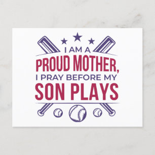 Postal Orgullosa Madre De Béisbol Que Rezo Antes De Jugar