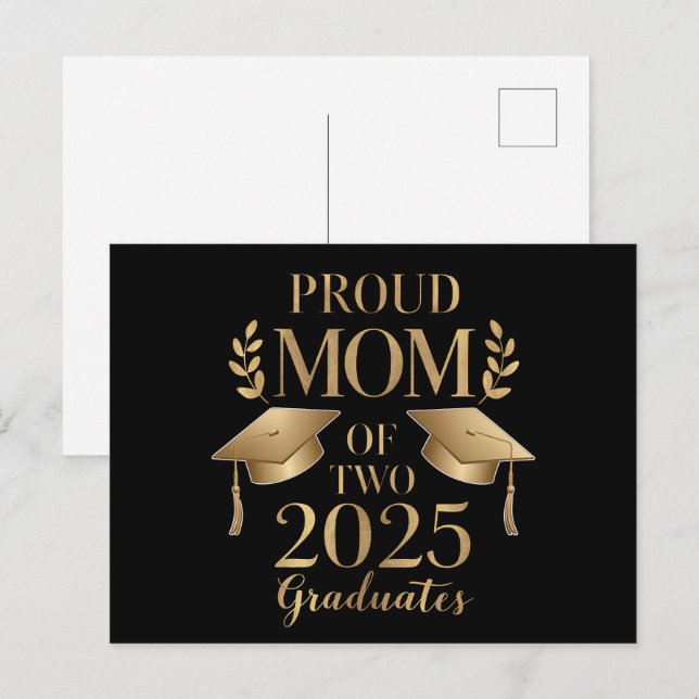 Postal Orgullosa madre de dos gemelos graduados de 2025 (Anverso / Reverso)