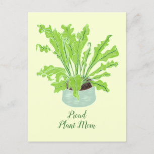 Postal Orgullosa madre de la planta - helecho de pájaro e