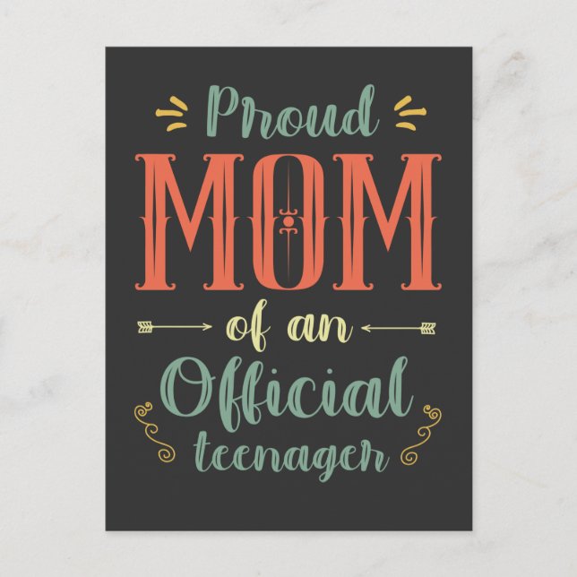 Postal Orgullosa madre de un adolescente oficial cumple 1 (Anverso)