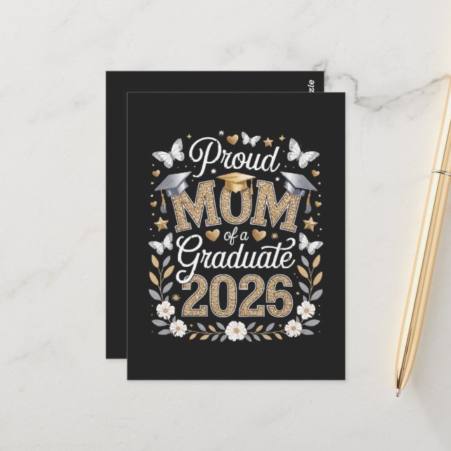 Postal Orgullosa madre de una graduada de 2026 (Anverso/Reverso In Situ)