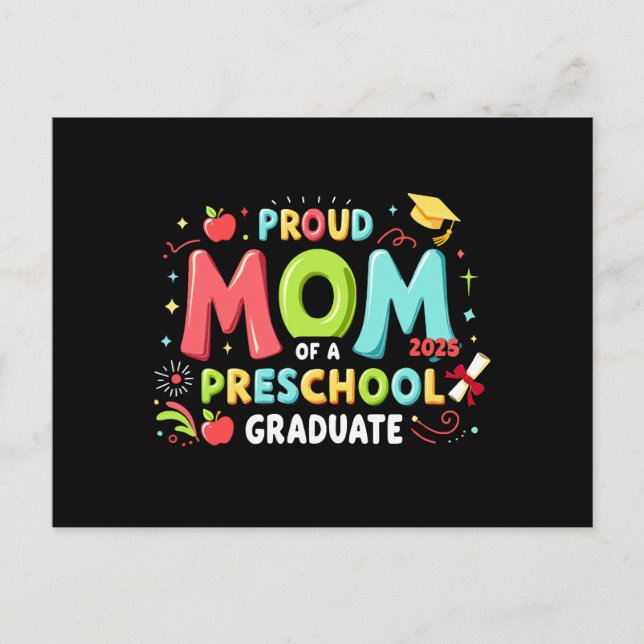 Postal Orgullosa Mamá De Un Graduado De Preescolar (Anverso)