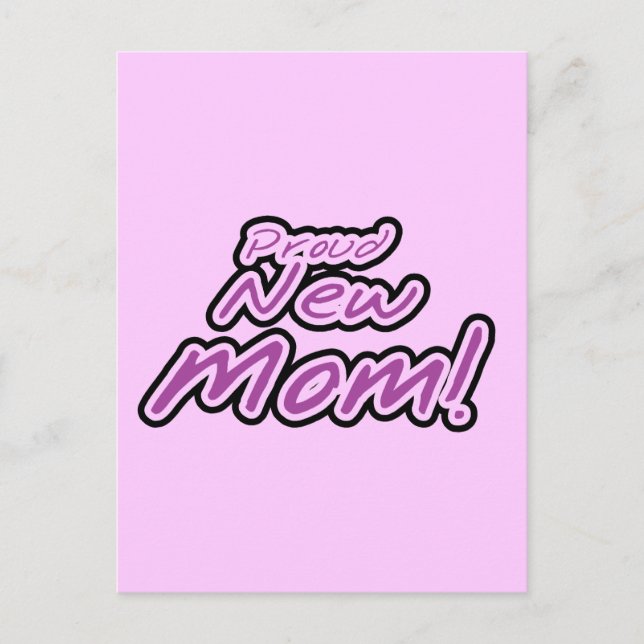 Postal Orgullosas camisetas de texto púrpura de nueva mam (Anverso)