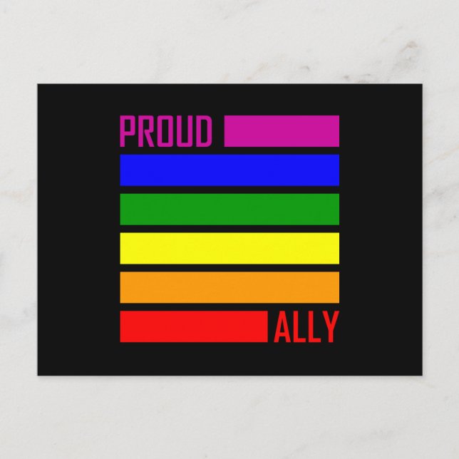 Postal ORGULLOSO ALIADO FLAG Mes del Orgullo LGBT (Anverso)