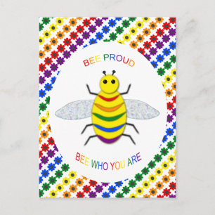 Postal Orgulloso arcoíris y flores de la comunidad LGBT